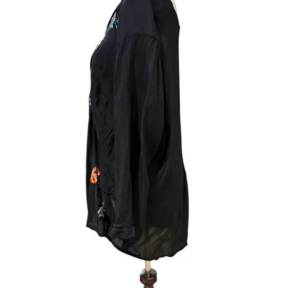 Johnny Was Multicolored Embroidered Tunic Black Size 2X - Picture 10 of 14